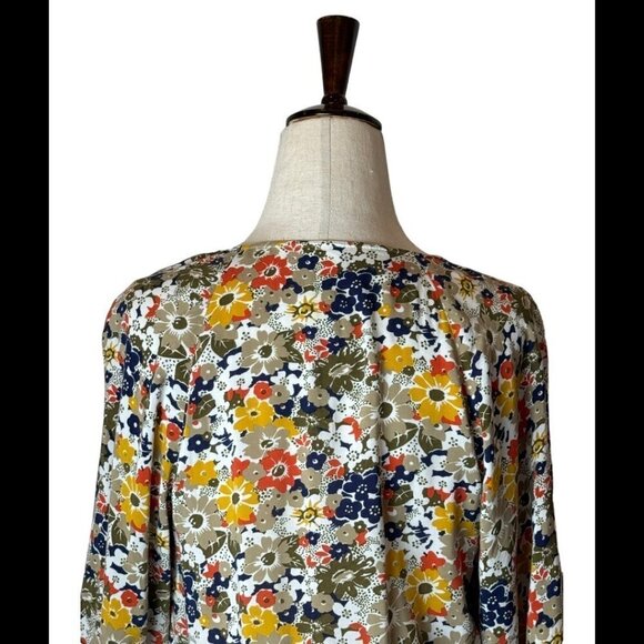 QMack Yellow Floral Print V Neck Elastic Waist Blouson Mini Dress‎ Size XS - Picture 5 of 12